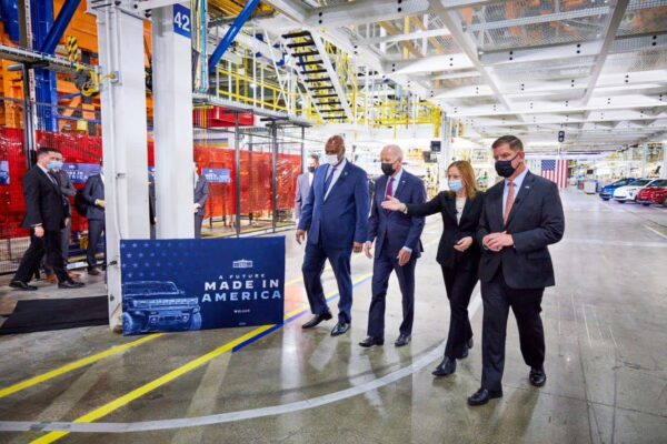 The exterior of GM's Factory Zero plant in Detroit-Hamtramck, Michigan, where 1,300 EV workers have been temporarily laid off amid collapsing demand.