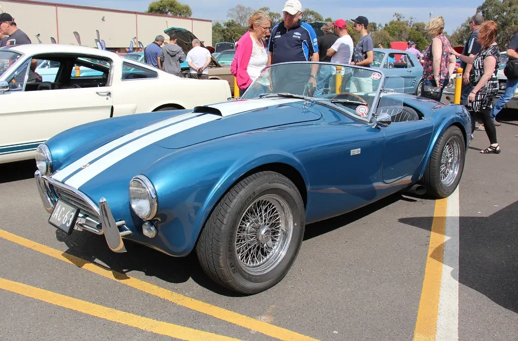 An early Shelby Cobra 289 photographed in 1962, built on the British AC Ace chassis with a Ford V8 engine